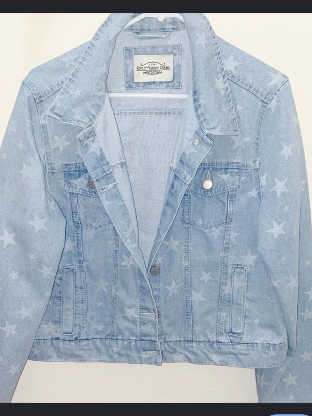 Light Wash Star Print Denim Jacket